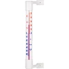 Baltas lauko termometras (-50°C iki +50°C) 18cm ['lauko termometras', ' termometras', ' už lango tvirtinamas termometras', ' termometras su aiškia skale', ' termometras iš plastiko', ' termometras langui', ' termometras balkonui', ' dvipusis termometras', ' savaime priklijuojamas termometras']