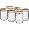 Twist-off 500 ml stiklainis su spalvotu dangteliu fi82/6 - 6 vnt. ['stiklainiai rauginimui', ' stiklainiai konservams', ' stiklainiai konservavimui', ' stiklainiai kompotams', ' stiklainių su dangteliais rinkinys', ' spalvoti dangteliai']