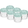 Žemas stiklainis 330ml - su spalvotu dangteliu fi 82/6, 6 vnt. ['žemas stiklainis', ' stiklinis stiklainis', ' stiklainis 330ml', ' twist-off dangtelis', ' stiklainis džemams', ' laikymo indas', ' namų konservai', ' stiklainis silkėms', ' stiklainis salotoms', ' stiklainis desertams']