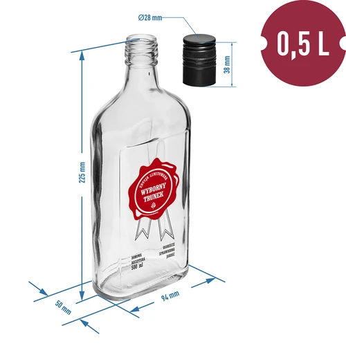 500 ml butelis su užsukamu kamšteliu, užrašas „Wyborny Trunek“, 1 vnt. - 6