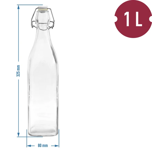 1 l talpos butelis su hermetiniu uždarymu - kvadratinis - 2