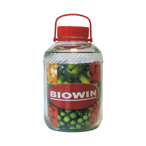 12 l stiklainis su plastikiniu dangčiu