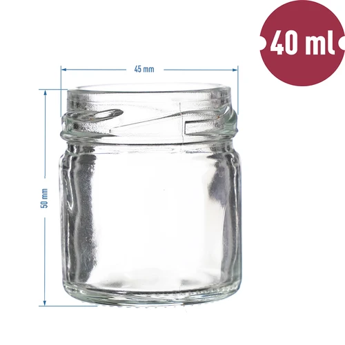 40 ml TO stiklainis su juodu dangteliu fi 43 - 10 vnt. - 5