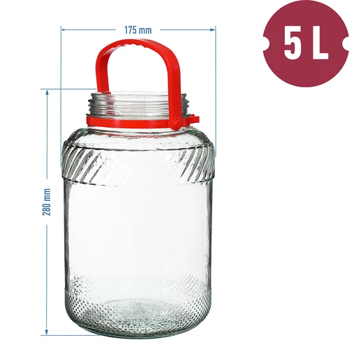 5 l stiklainis su plastikiniu dangčiu - 6