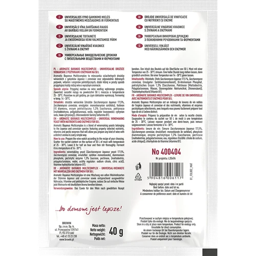 Aromatic Bayanus Multicomplex startinis rinkinys vynui, 40 g - 2