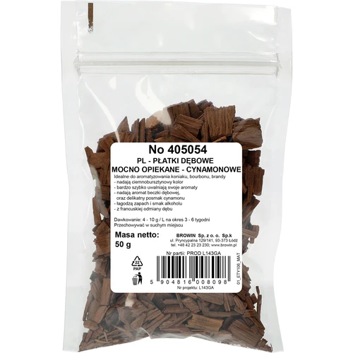 Ąžuolo dribsniai, stipriai skrudinti, cinamoniniai, 50 g - 2