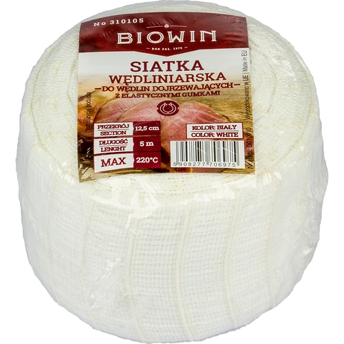 Baltas mėsos gaminių tinklas, 12,5 cm x 5 m, atsparus temperatūrai iki 220 °C - 3