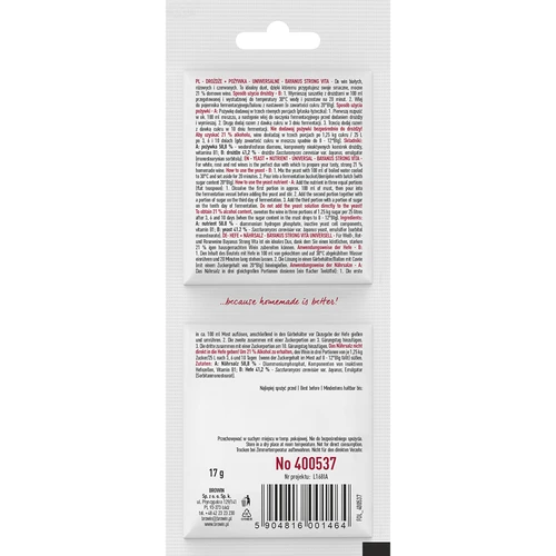 Bayanus mielės + maistinė medžiaga - universalios - 21%, 17 g - 2