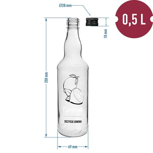 500 ml butelis su užsukamu kamšteliu, užrašas „Cytrynówka“, 1 vnt. - 4