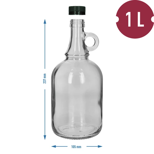 Butelis Gallone 1L su užsukamu kamšteliu be pintinės - 4