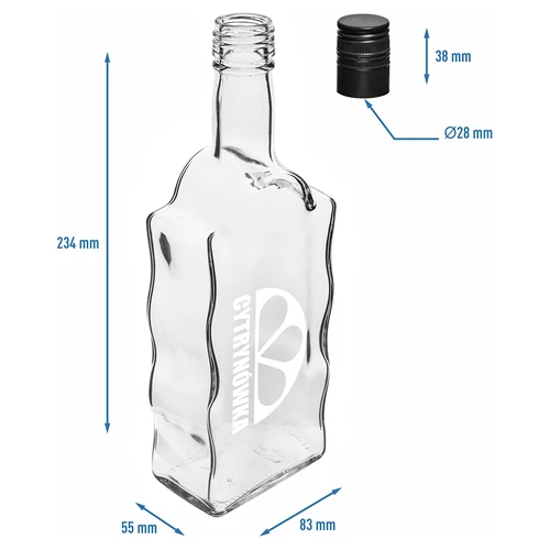 Butelis Klasztorna 500 ml su užsukamu dangteliu ir spausdintu užrašu „Cytrynówka”, dizainas Nr. 2 - 5