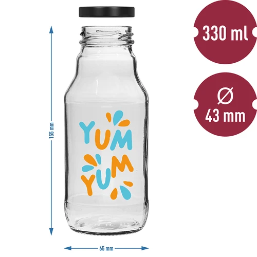 Butelis Twist Off 330 ml su fi43 dangteliu ir spalvota spauda - 6 vnt. - 6