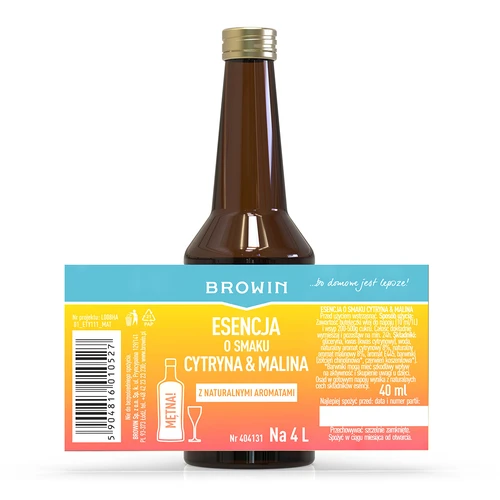 Citrinų ir aviečių skonio esencija – 40 ml, skirta 4 l - 4