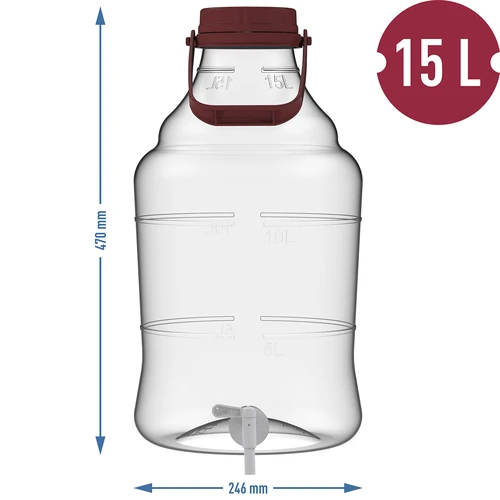 Demijonas 15 l su rankena ir kraneliu - 13