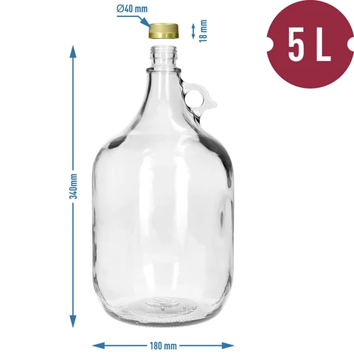 Demižonas Dama 5 L su užsukamu dangteliu - 6