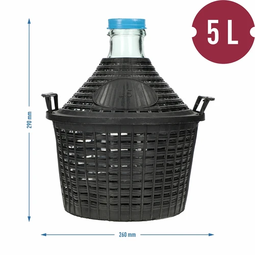 Demižonas vynui 5 l plastikiniame krepšyje - 6