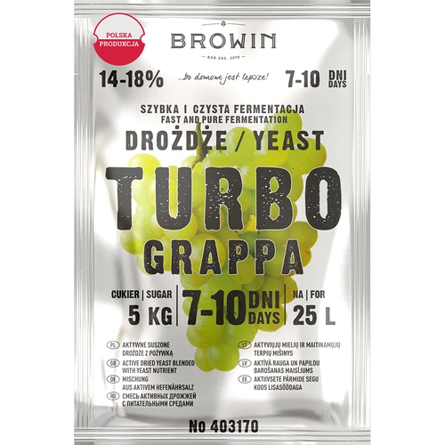 Distiliavimo mielės Turbo Grappa 7–10 dienų