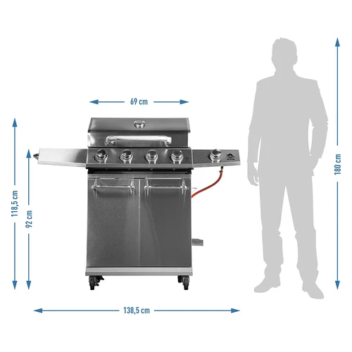 Dujinis grilis dragON BBQ201, 18,8 kW, sidabrinis - 12