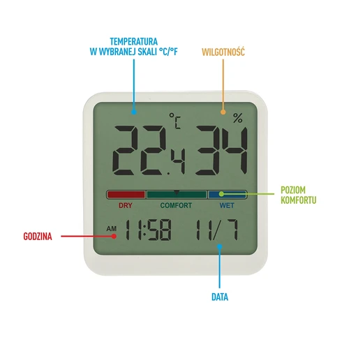 Elektroninis kambarinis termometras, baltas - 7