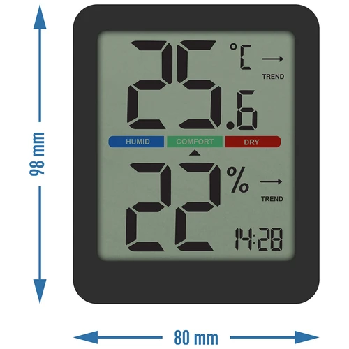 Elektroninis kambario termometras, juodas - 9