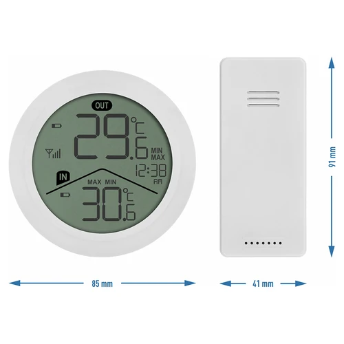 Elektroninis Soens termometras – su išoriniu jutikliu, apvalus, baltas - 5