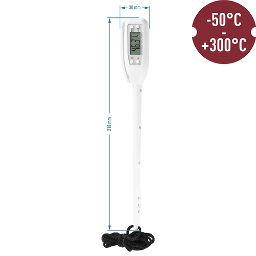 Elektroninis virtuvinis termometras (-50 °C iki +300 °C) su dėklu, baltas - 2