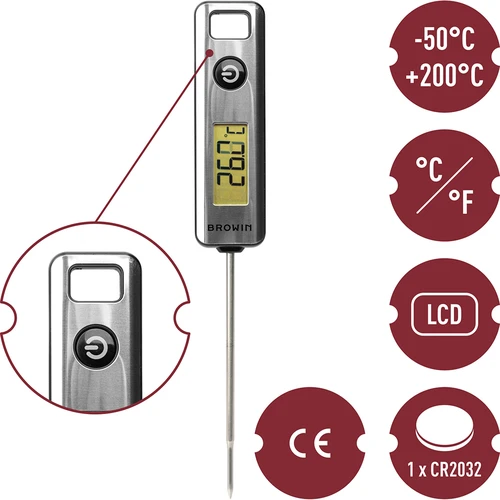 Elektroninis virtuvinis termometras, LCD (-50 °C iki +200 °C) - 5