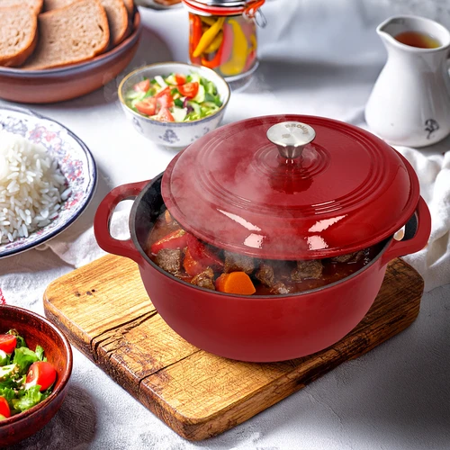 Emaliuotas ketaus puodas - bordo, 5,8L - 7