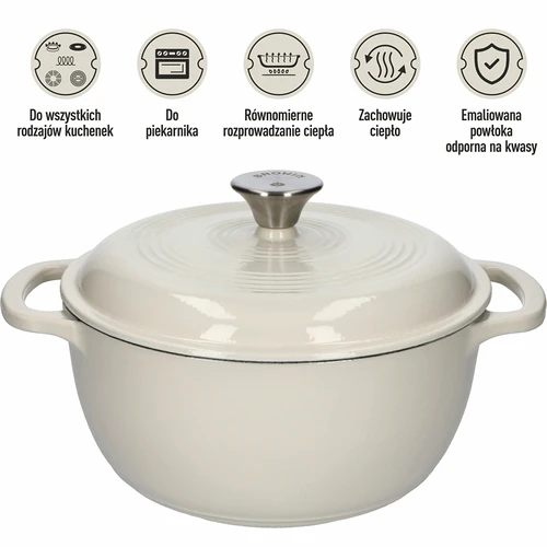 Emaliuotas ketaus puodas – ekri, 4 l - 5