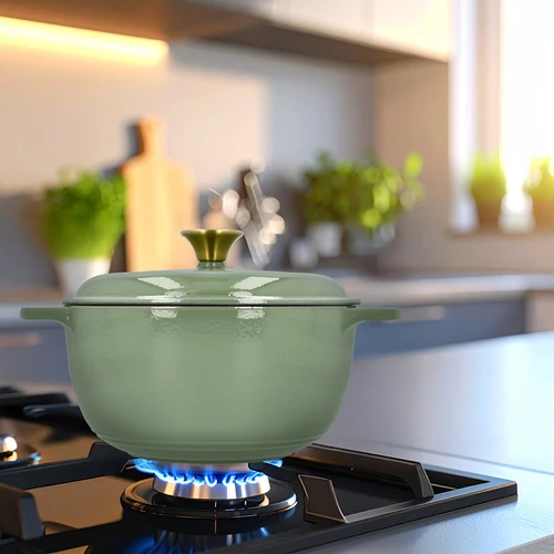 Emaliuotas ketaus puodas - šalavijų spalvos, 4 l - 9