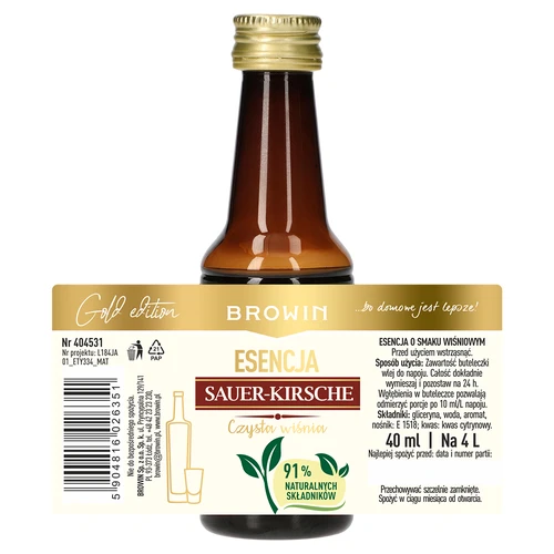 Esencija Sauer-Kirsche – Skaidri vyšnia, 40 ml, skirta 4 l - 5