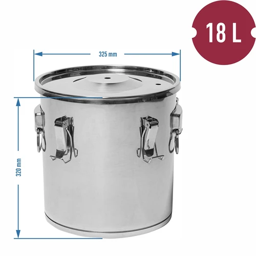 Fermentacijos ir distiliavimo indas - nerūdijančio plieno, 18 l, 5 užsegimų - 13