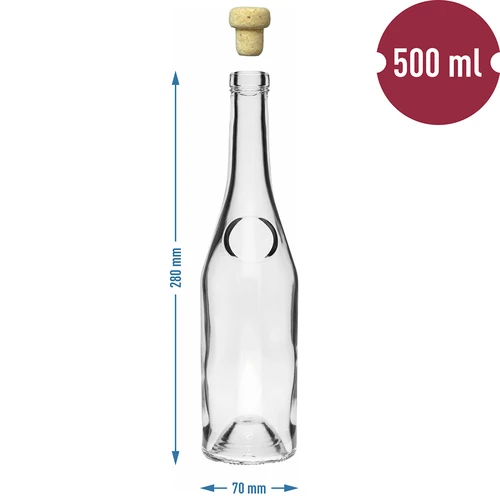 Herbowa 500 ml butelis su grybuko formos kamščiu, 1 vnt. - 6