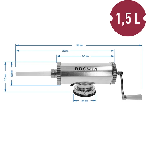 Horizontalus dešrų kimštuvas, 1,5 kg, su silikoniniu stūmokliu - 10