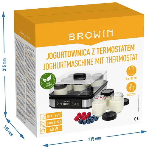 Jogurto gaminimo aparatas su termostatu, 9 stiklainiai, 1,6 L - 12