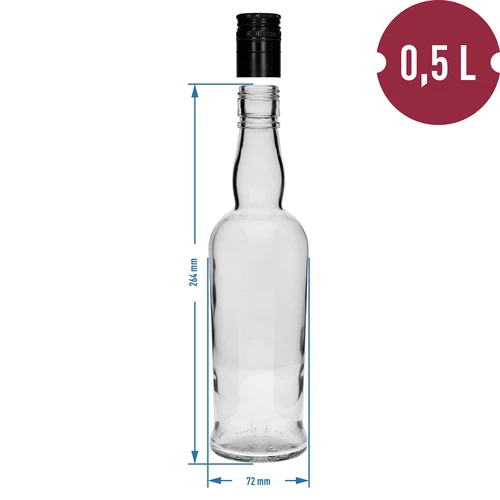 Kapitono tipo butelis 500 ml su užsukamu kamšteliu, 1 vnt. - 4
