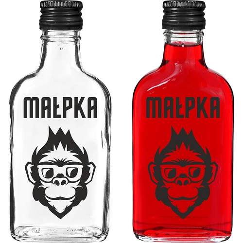 Stiklinė kišeninė gertuvė 200 ml su užsukamu kamšteliu, spauda „Beždžionėlė”, 1 vnt.