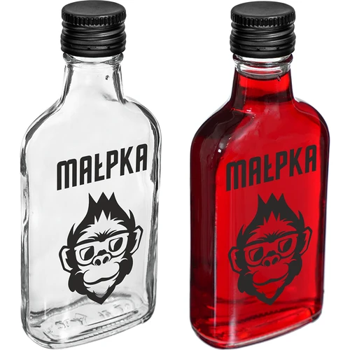 Stiklinė kišeninė gertuvė 200 ml su užsukamu kamšteliu, spauda „Beždžionėlė”, 1 vnt. - 2