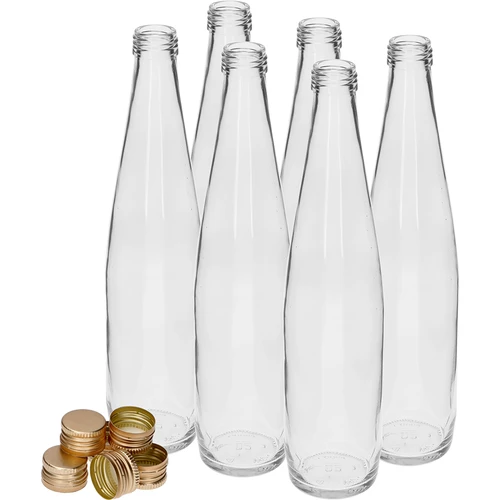 Klubowa butelis 500 ml su auksiniu užsukamu dangteliu, rinkinys 6 vnt. - 2