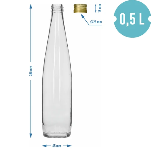 Klubowa butelis 500 ml su auksiniu užsukamu dangteliu, rinkinys 6 vnt. - 7