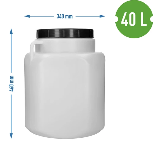 Kvadratinė 40 l talpos statinė, balta, su rankenomis, Sterk - 10