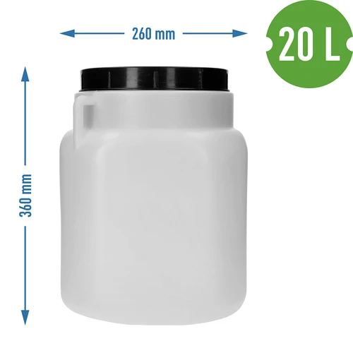 Kvadratinė statinė, 20 l, balta, su rankenomis, Sterk - 10