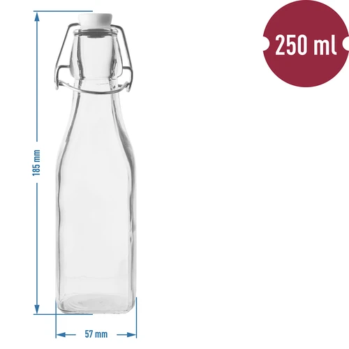 Kvadratinis butelis su hermetiniu uždarymu 250 ml - 2