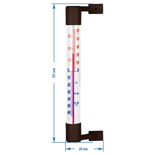 Lauko termometras rudas (nuo -50°C iki +50°C) 18 cm - 3