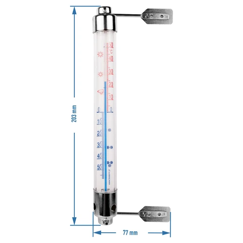 Lauko termometras su metaliniu rėmeliu (-50 °C iki +50 °C) 20 cm - 2