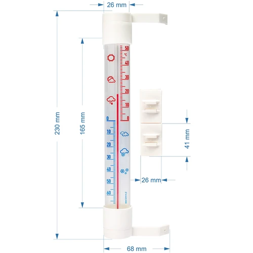 Lauko termometras su permatoma skale (-70°C iki +50°C) 23cm mix - 2