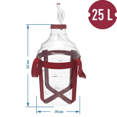 Lengvas, nedūžtantis vyno balionas su nešimo diržais, 25 L - 6