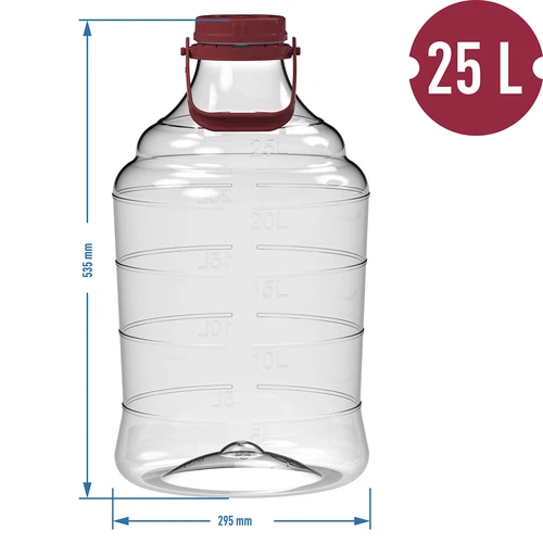 Lengvas, nedūžtantis vyno demižonas su rankena, 25 l - 6