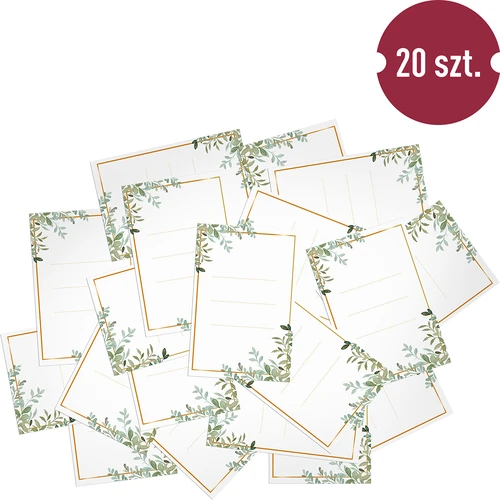 Lipnios etiketės 60 x 90 mm buteliams, stiklainiams, dovanoms, augalinis raštas - 20 vnt. - 3