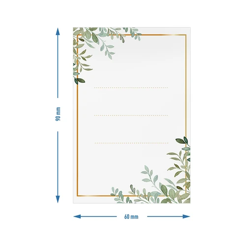 Lipnios etiketės 60 x 90 mm buteliams, stiklainiams, dovanoms, augalinis raštas - 20 vnt. - 4